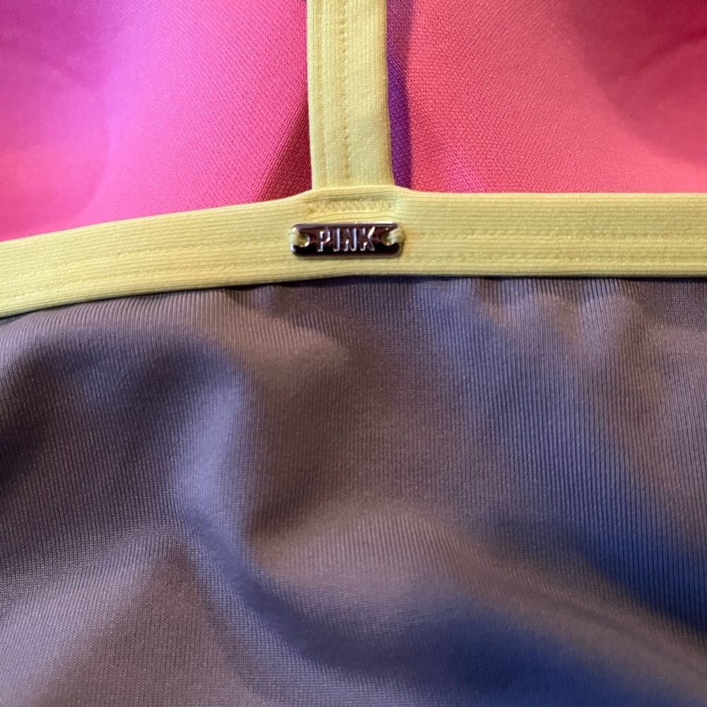 Pink by Victoria’s Secret Women's Gray and Yellow Sports Bra - Picture 2 of 5